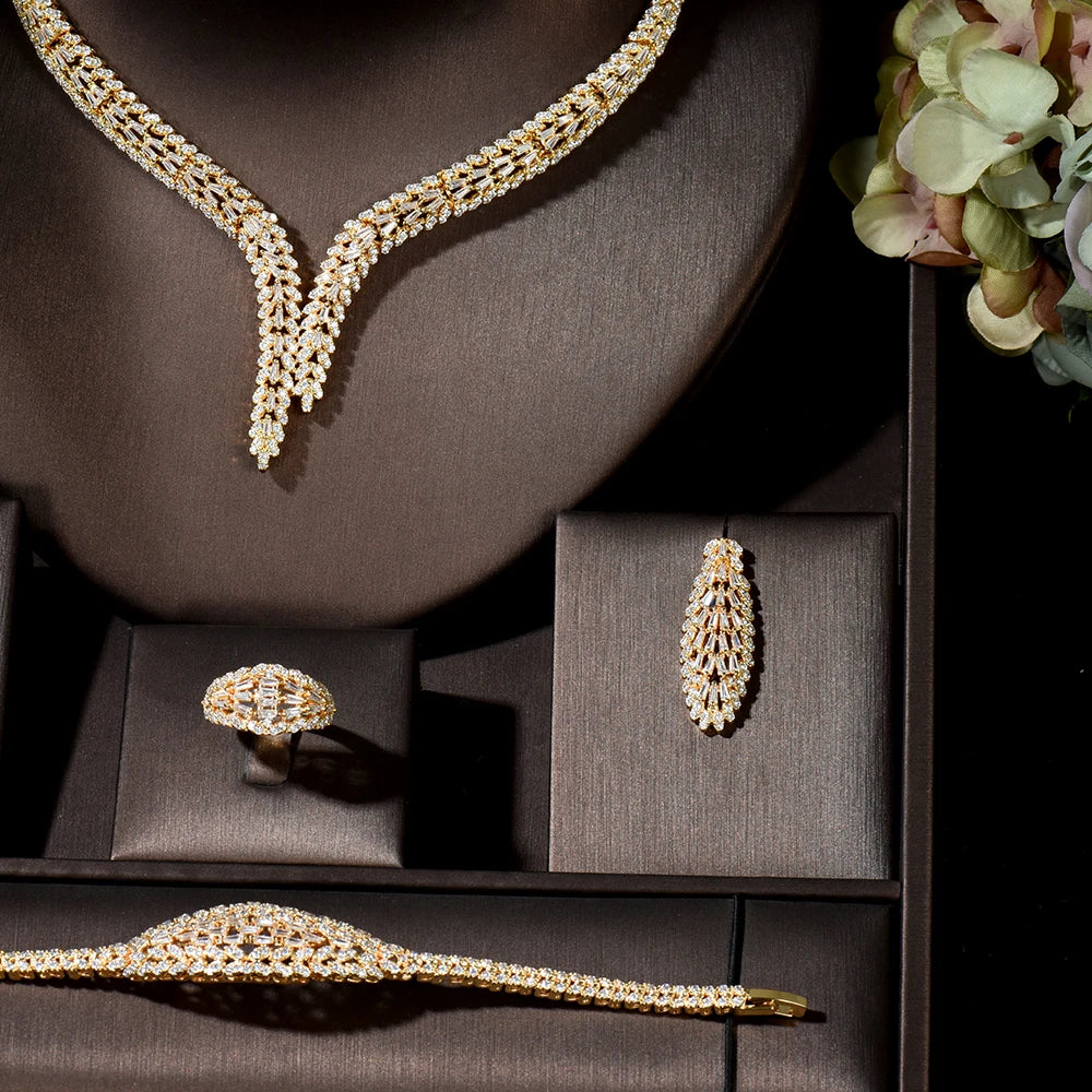 4pcs Zirconia Jewelry Sets