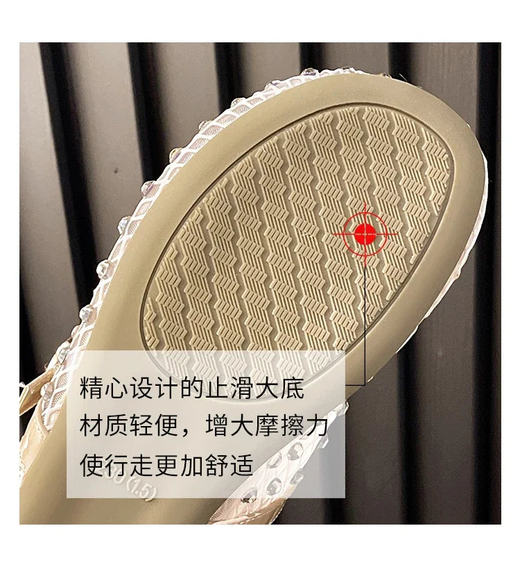 Women's Flat Shoes Grid Rhinestones Soft Sole Light Shoes for Women Daily Commute Dress Breathable in Summer Zapatillas De Mujer