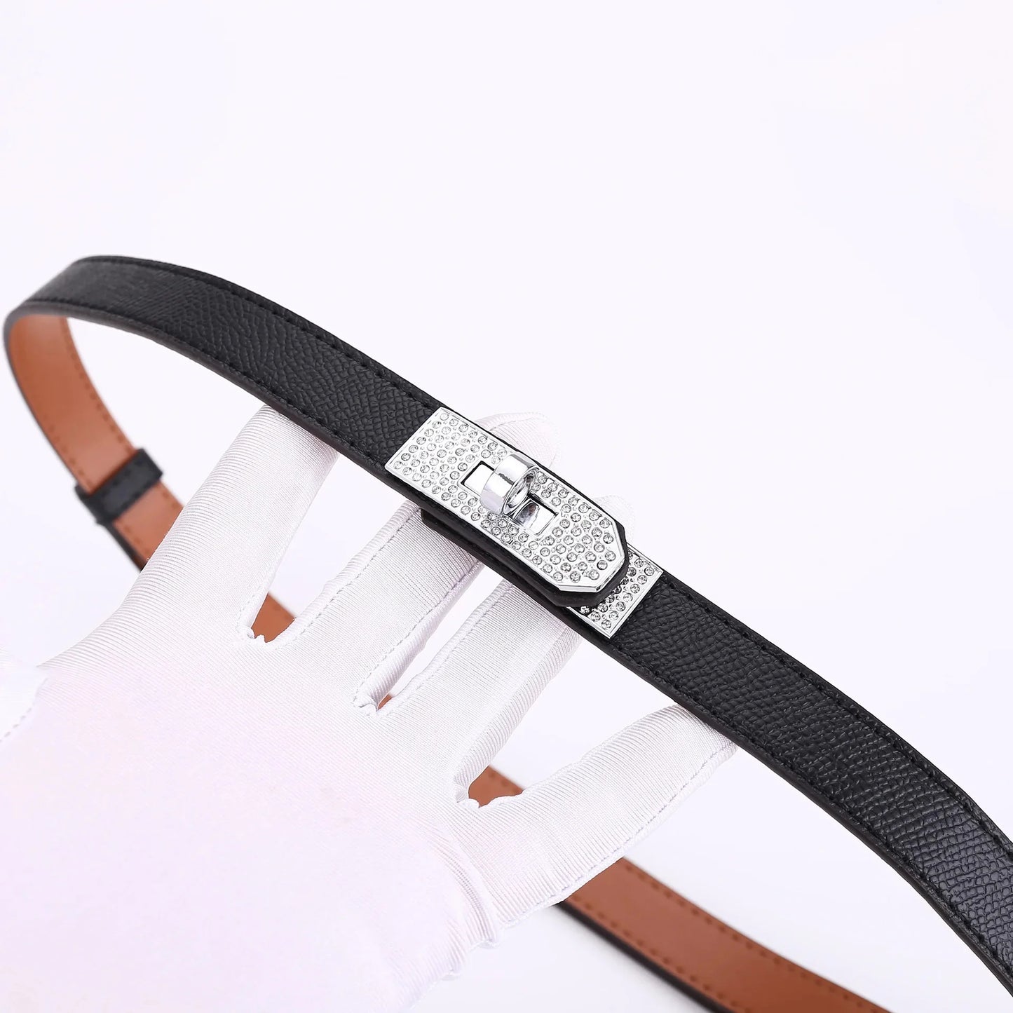 Leather Belt with Diamond Lock