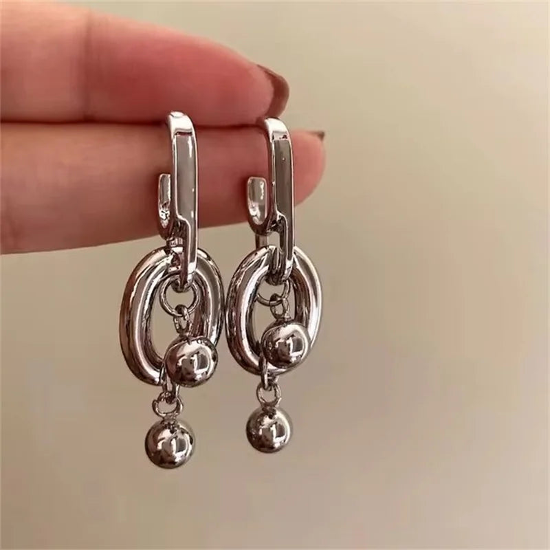 Metal Chain Pendant Earrings