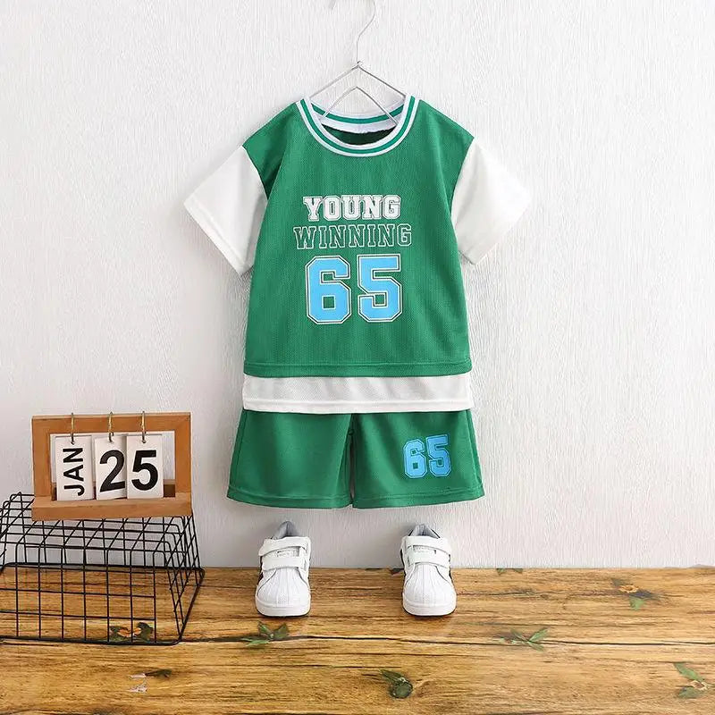 Fashion Brand Summer Clothing Kids Clothes Tracksuit 2 Piece Clothing Set Boys T-shirt + Shorts Outdoor Sports Outfits 2022 NEW