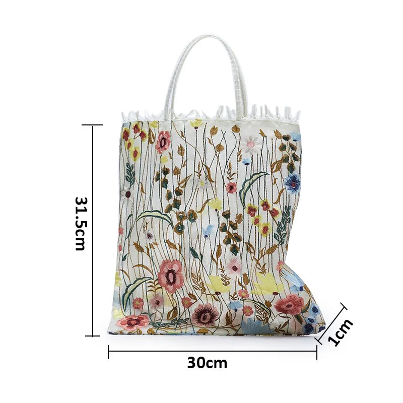 Embroidered Lace Flower Shoulder Bag