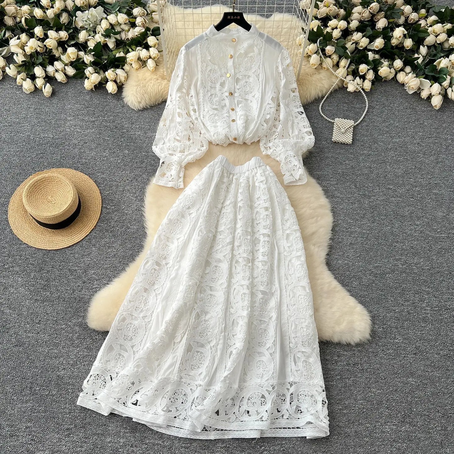 Autumn Crochet White Lace Embroidery