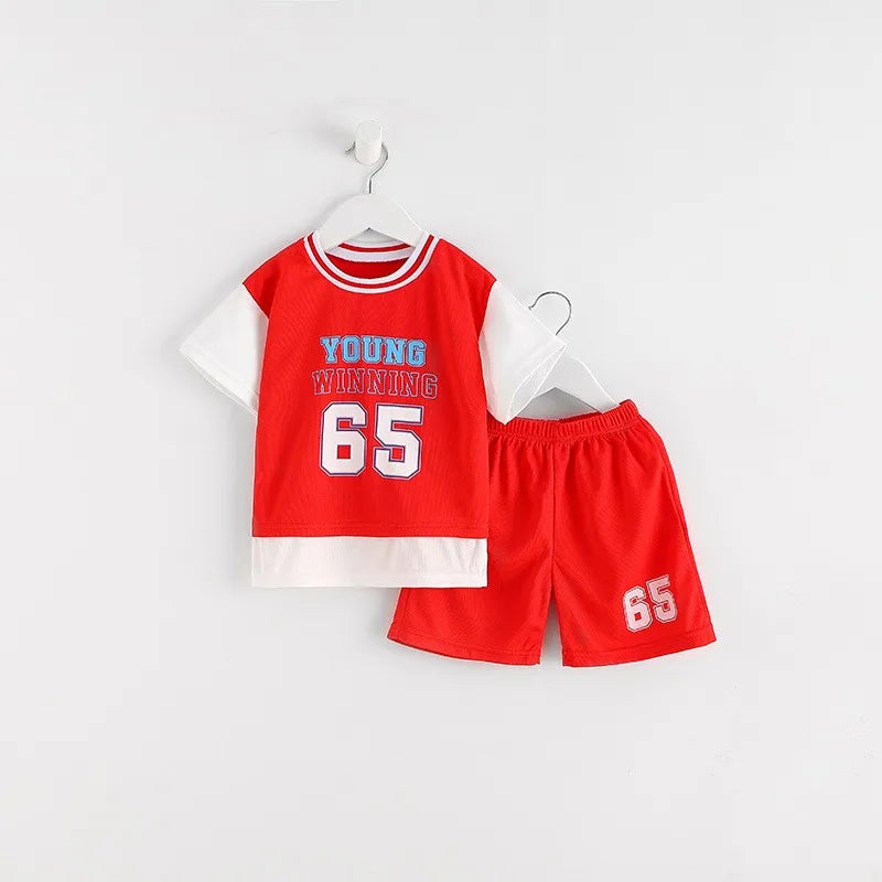 Fashion Brand Summer Clothing Kids Clothes Tracksuit 2 Piece Clothing Set Boys T-shirt + Shorts Outdoor Sports Outfits 2022 NEW