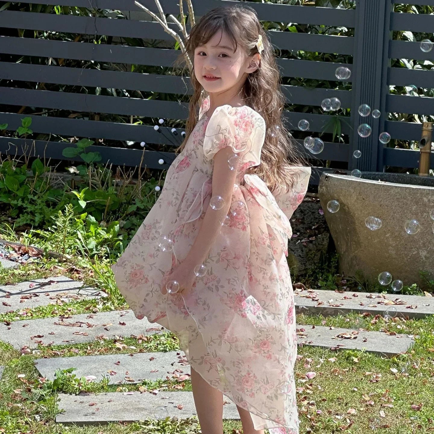Ins Private Custom Children's Skirt 2025 Spring and Summer New Girls Princess Skirt Floral Bow Tail Dress Birthday Party Skirt
