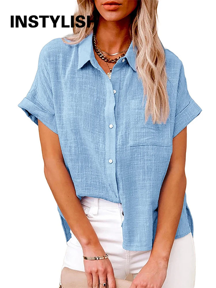Casual Short Sleeve Blouse