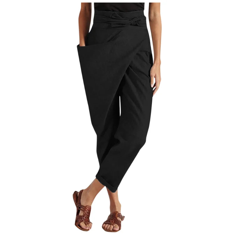 asymmetrical loose high waist pants