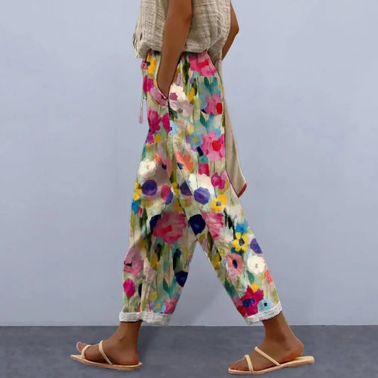 Women Rolled Hem Casual Pants