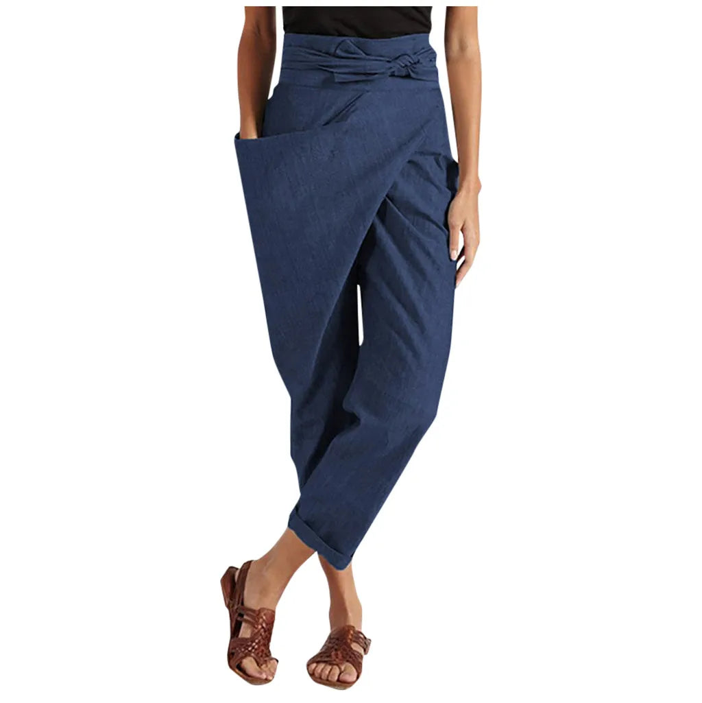 asymmetrical loose high waist pants