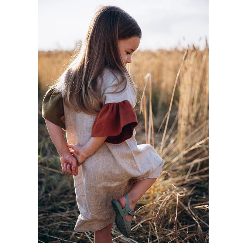 Natural Linen Patchwork Summer Outfit