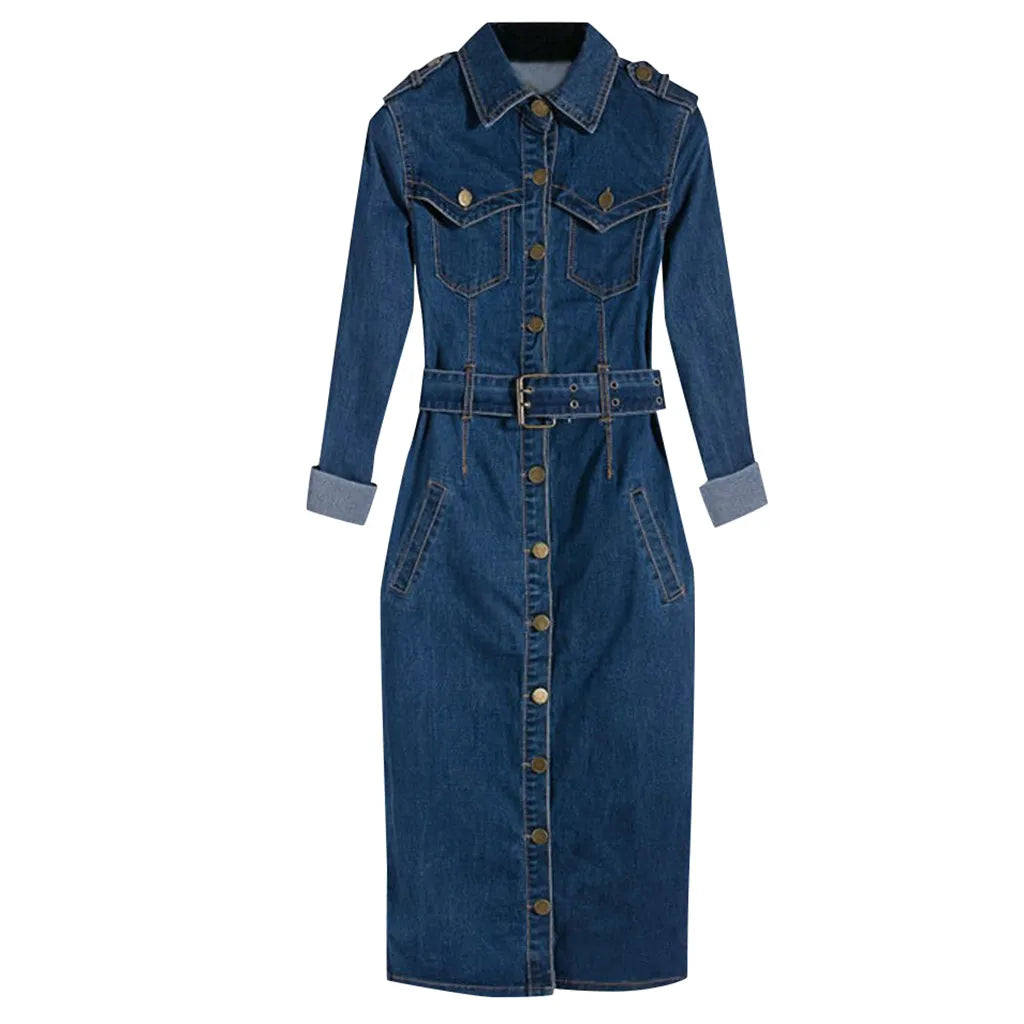 Summer Long Sleeve Denim Dress