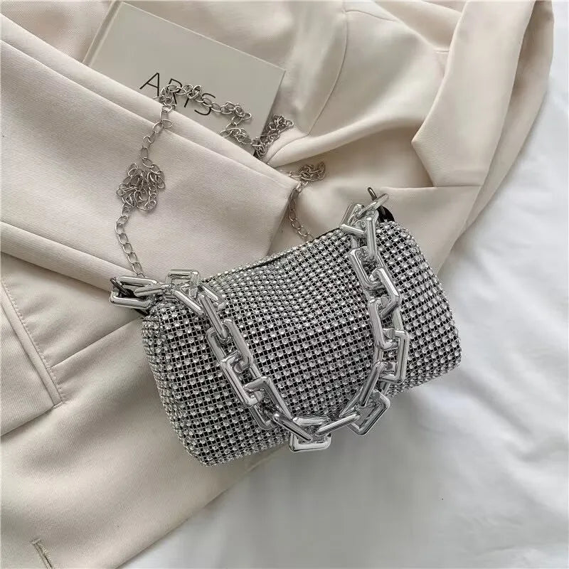 Allover Rhinestone Bucket Bag