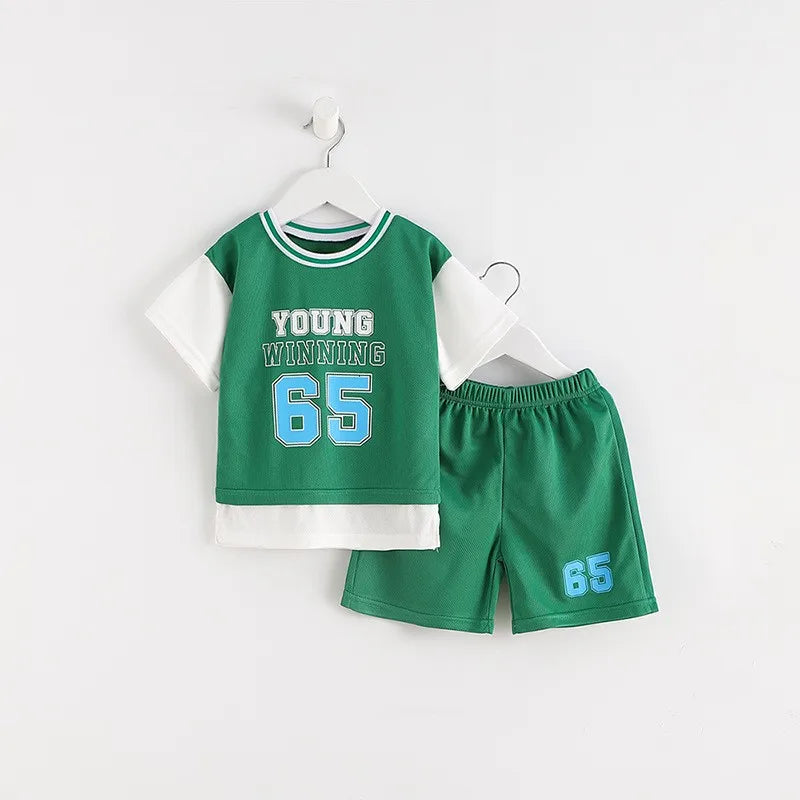 Fashion Brand Summer Clothing Kids Clothes Tracksuit 2 Piece Clothing Set Boys T-shirt + Shorts Outdoor Sports Outfits 2022 NEW