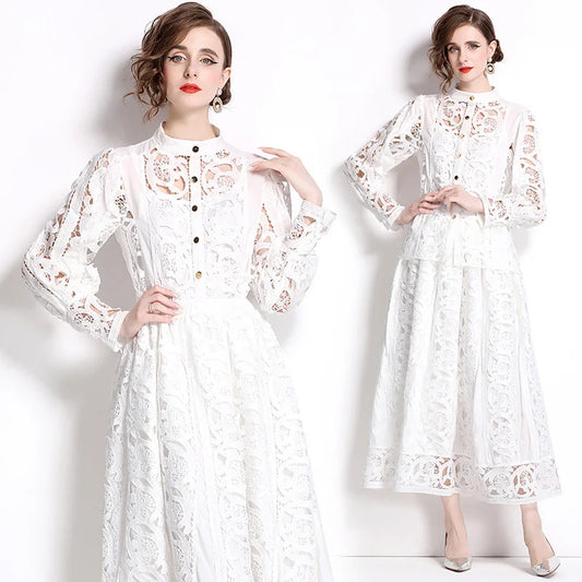 Autumn Crochet White Lace Embroidery