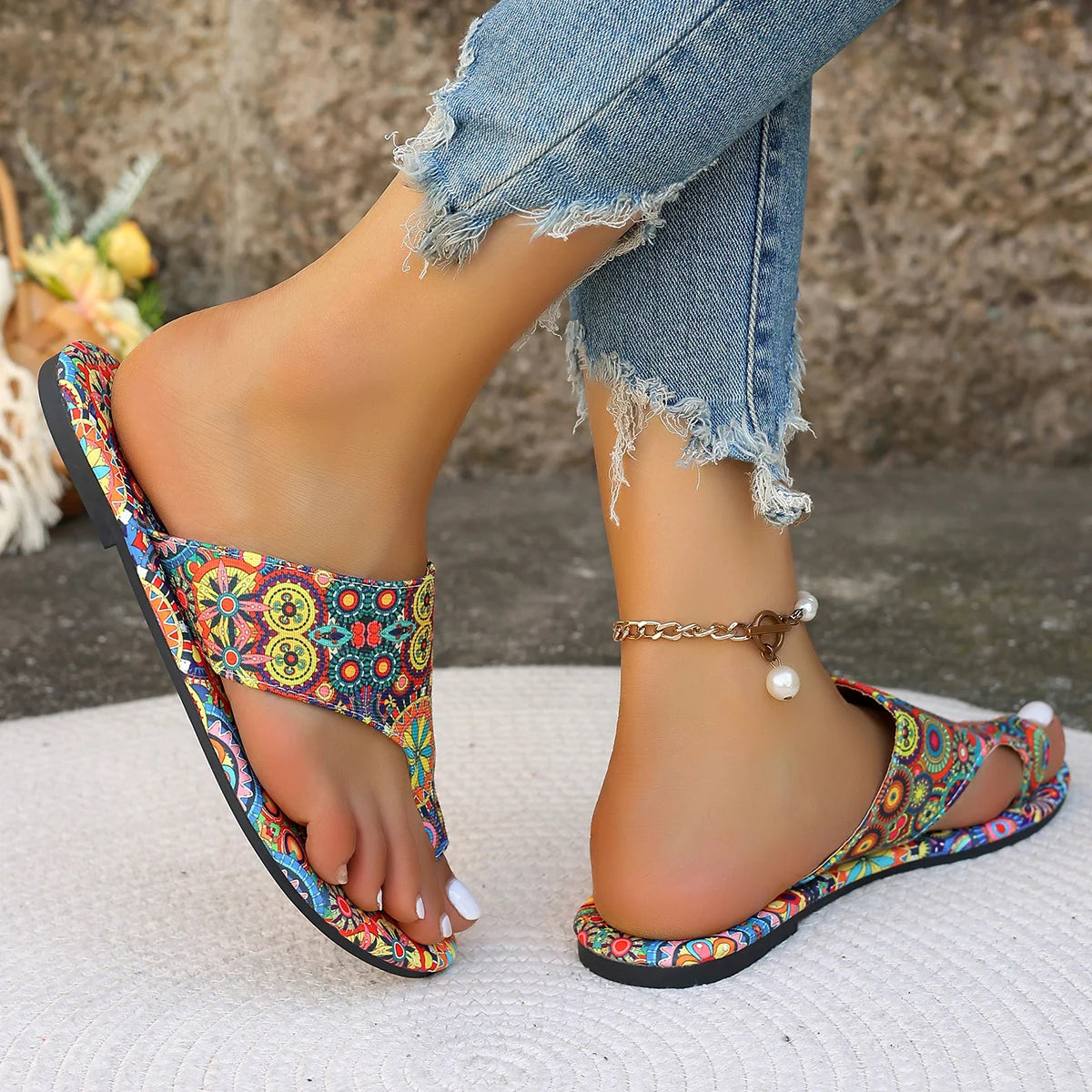 Slippers Flower Pattern