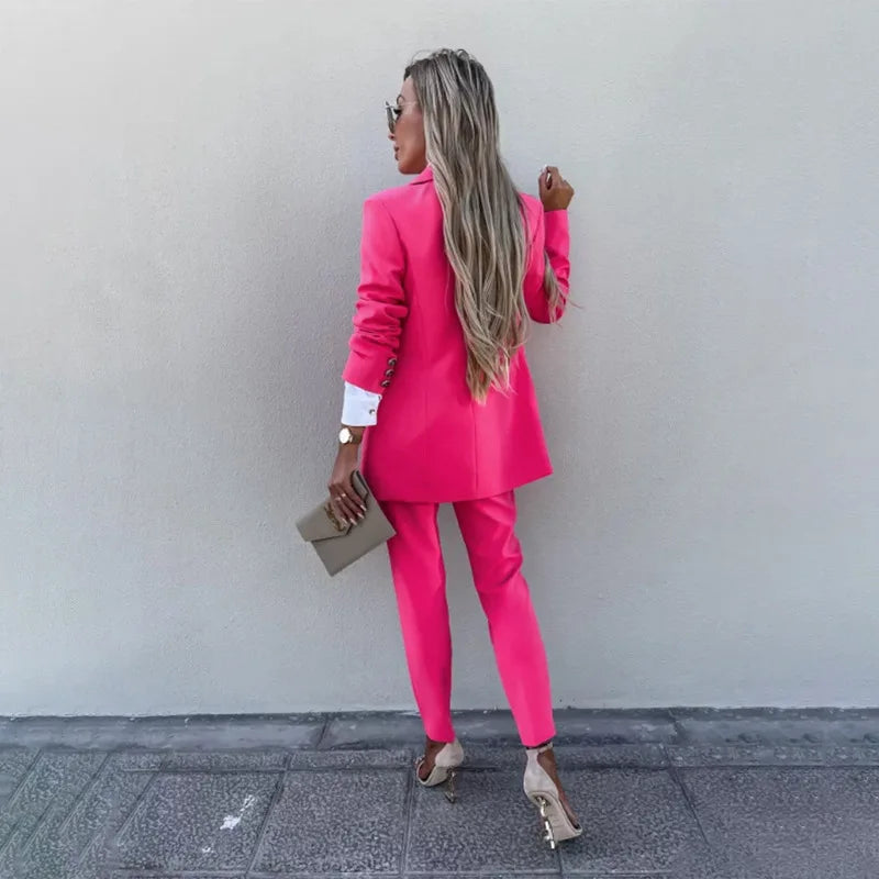 Elegant Pants Suit and Long Sleeve Blazer