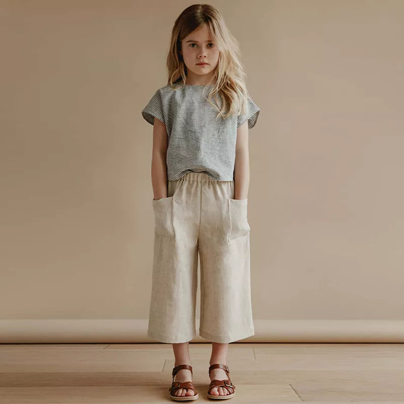 Retro Girls Cotton  Ankle-Length Pants