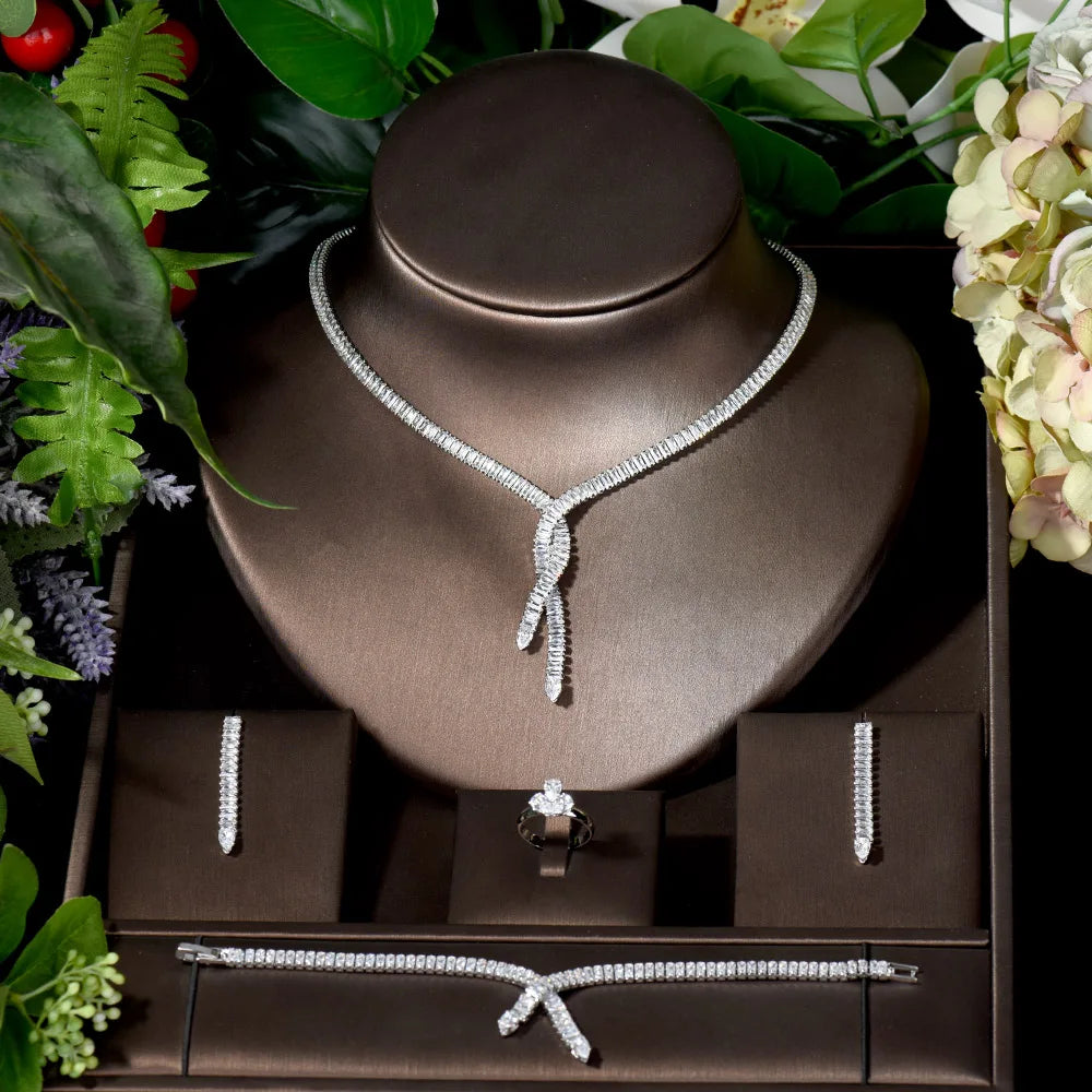 4pcs Jewelry Set Cubic Zirconia