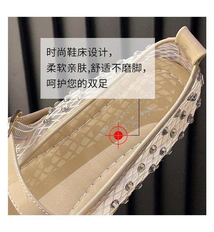 Women's Flat Shoes Grid Rhinestones Soft Sole Light Shoes for Women Daily Commute Dress Breathable in Summer Zapatillas De Mujer