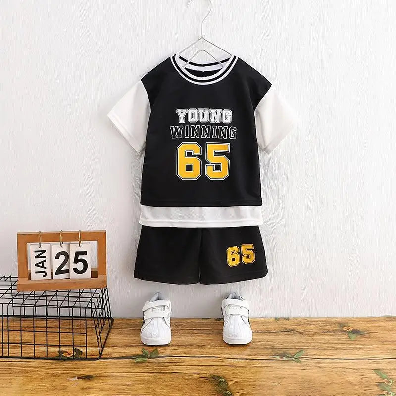 Fashion Brand Summer Clothing Kids Clothes Tracksuit 2 Piece Clothing Set Boys T-shirt + Shorts Outdoor Sports Outfits 2022 NEW