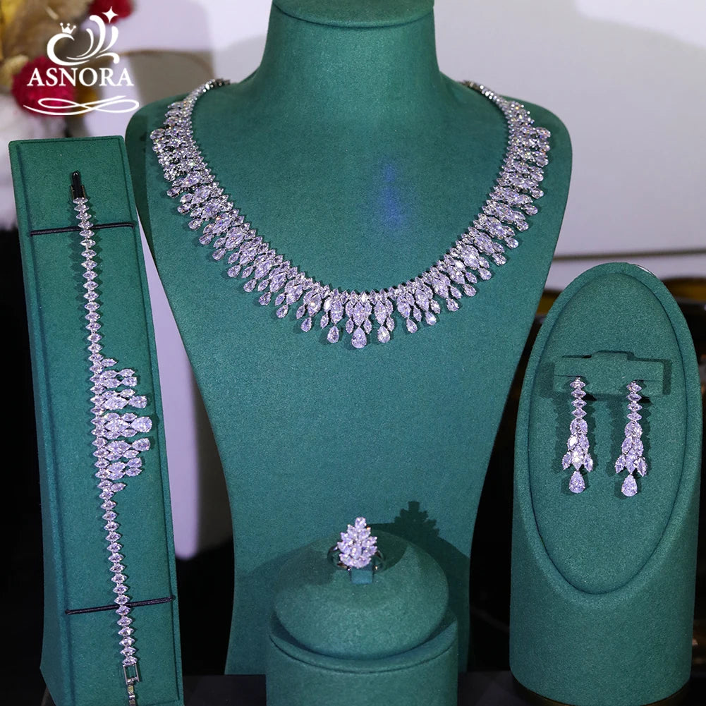 Cubic Zirconia Necklace and Earring Set