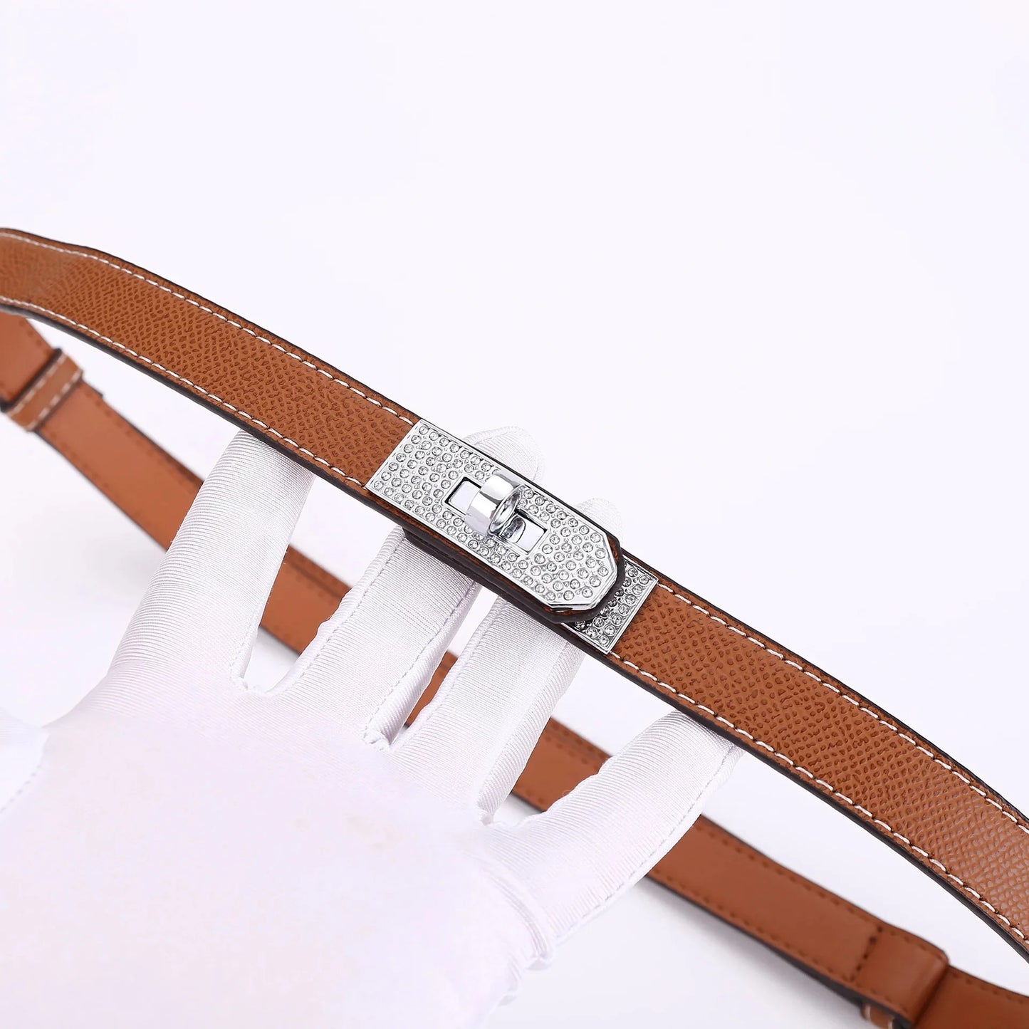 Leather Belt with Diamond Lock