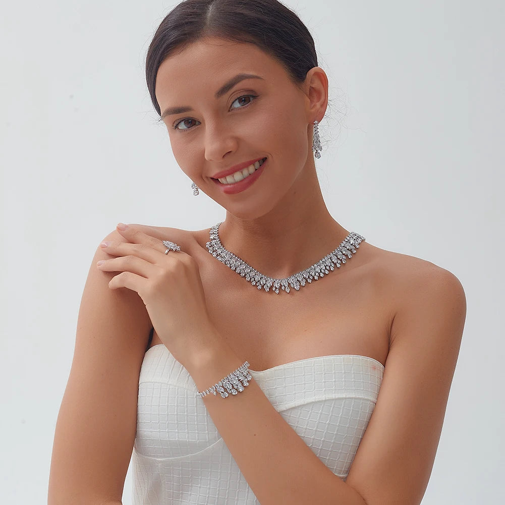 Cubic Zirconia Necklace and Earring Set