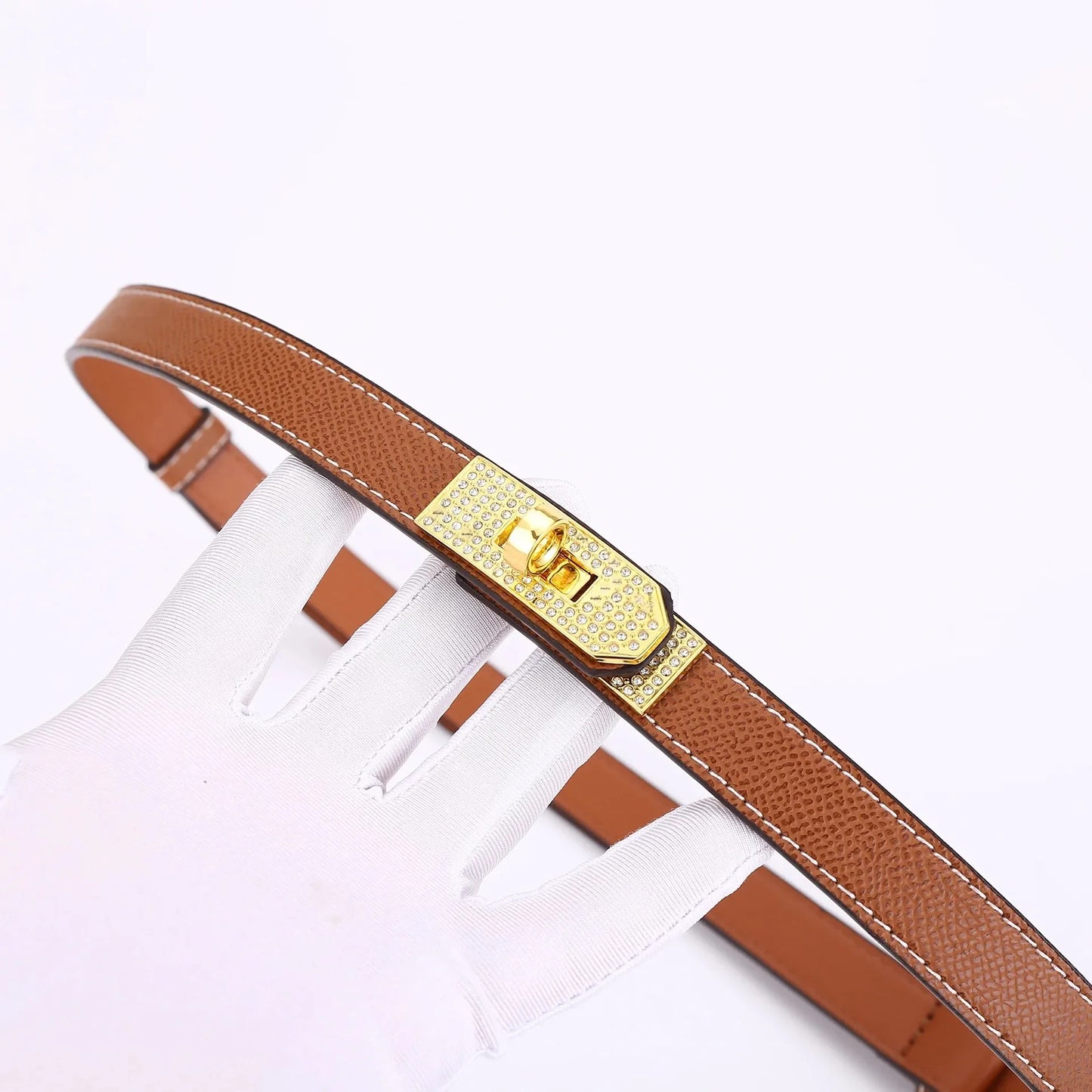 Leather Belt with Diamond Lock