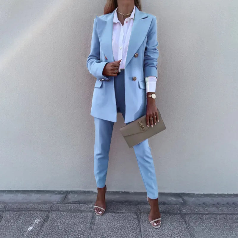 Elegant Pants Suit and Long Sleeve Blazer