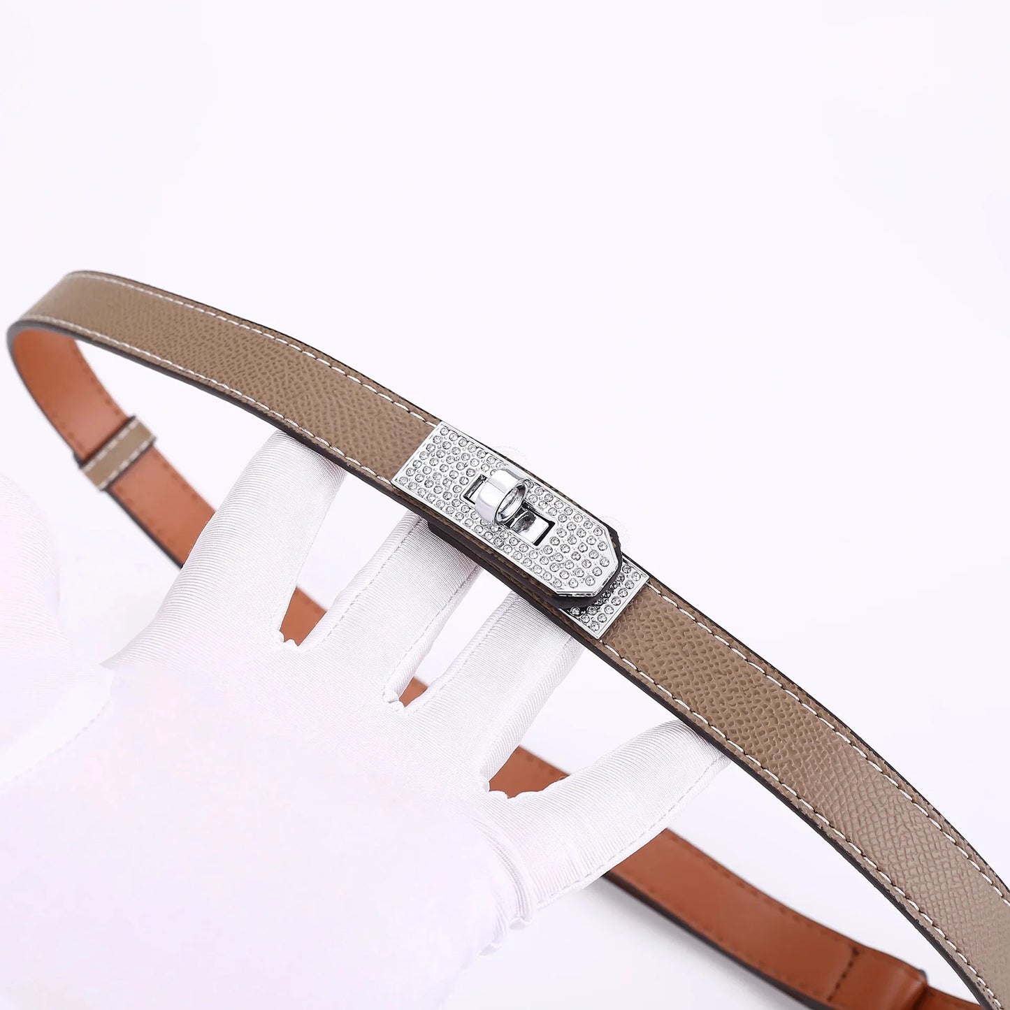 Leather Belt with Diamond Lock