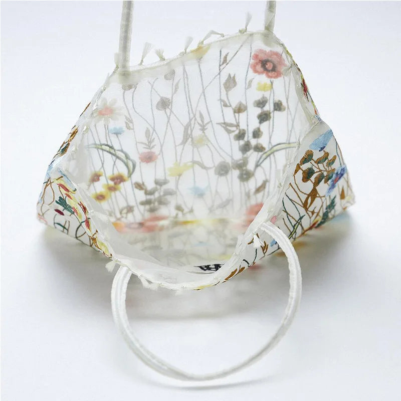 Embroidered Lace Flower Shoulder Bag