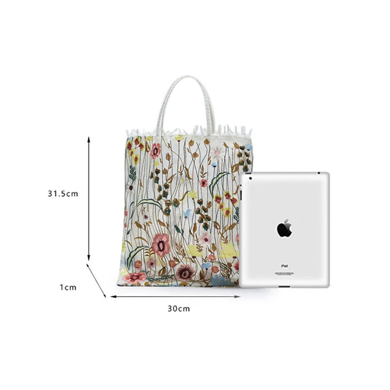 Embroidered Lace Flower Shoulder Bag