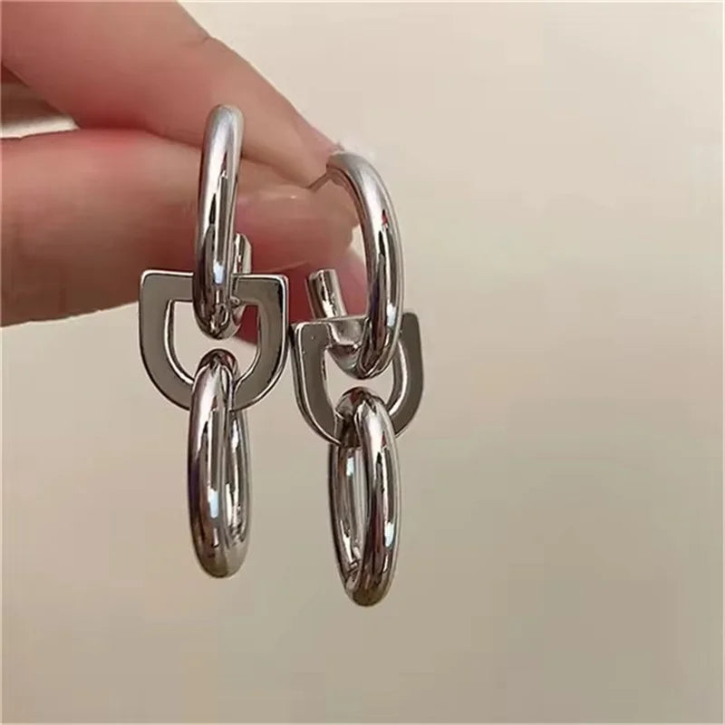 Metal Chain Pendant Earrings
