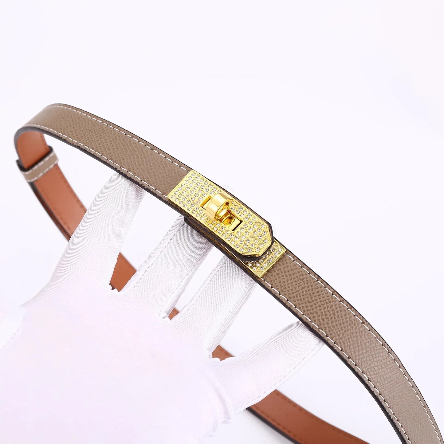 Leather Belt with Diamond Lock