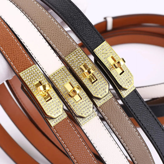 Leather Belt with Diamond Lock