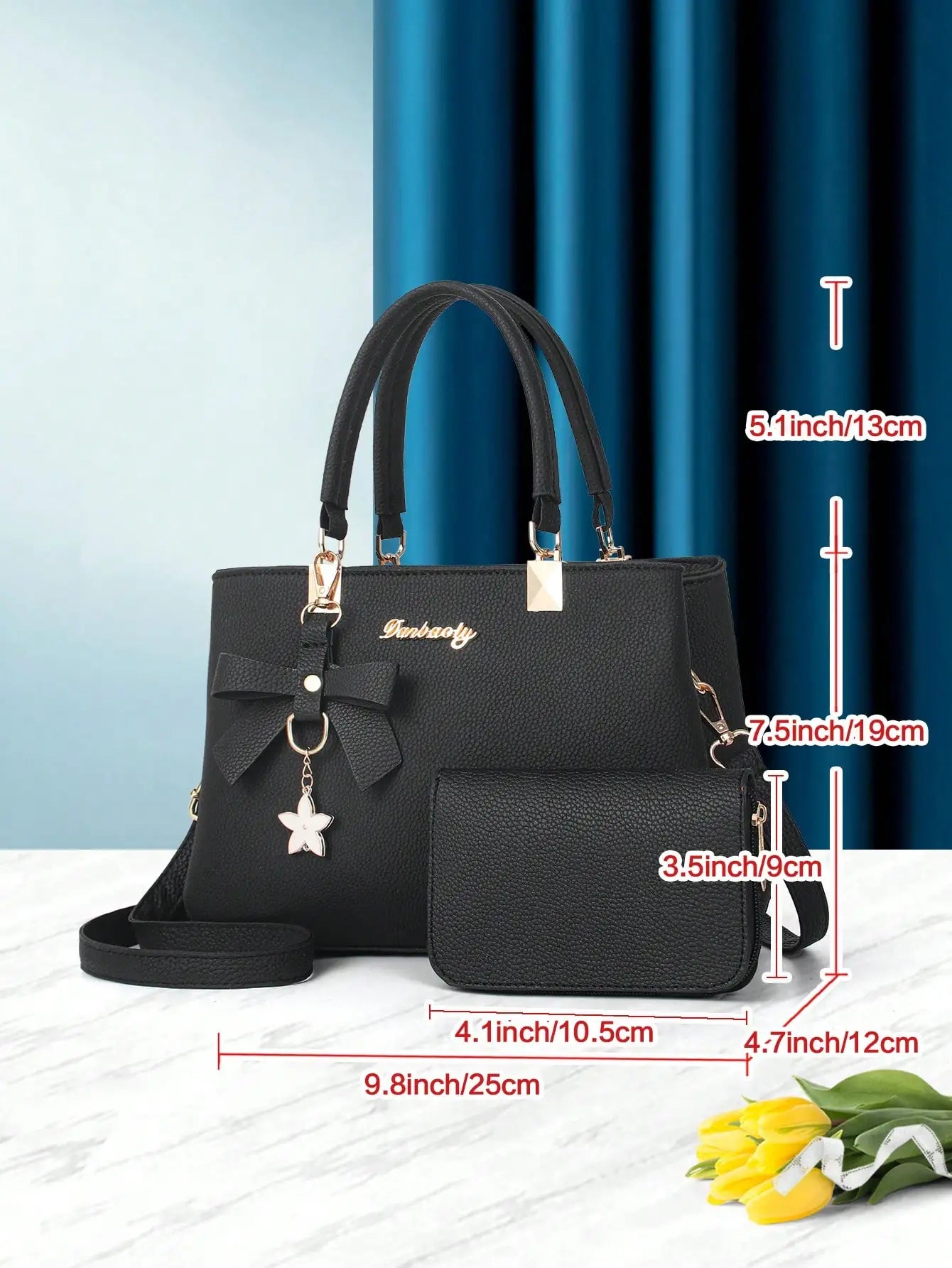 2-piece women's solid color handbag