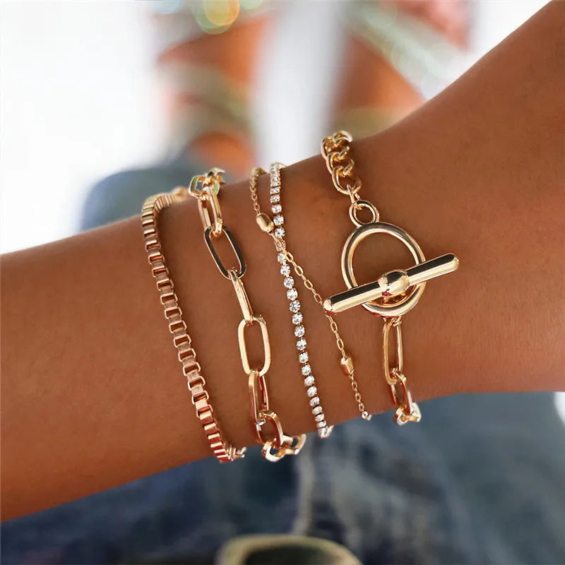 Trendy Geometric Link Chain Bracelet