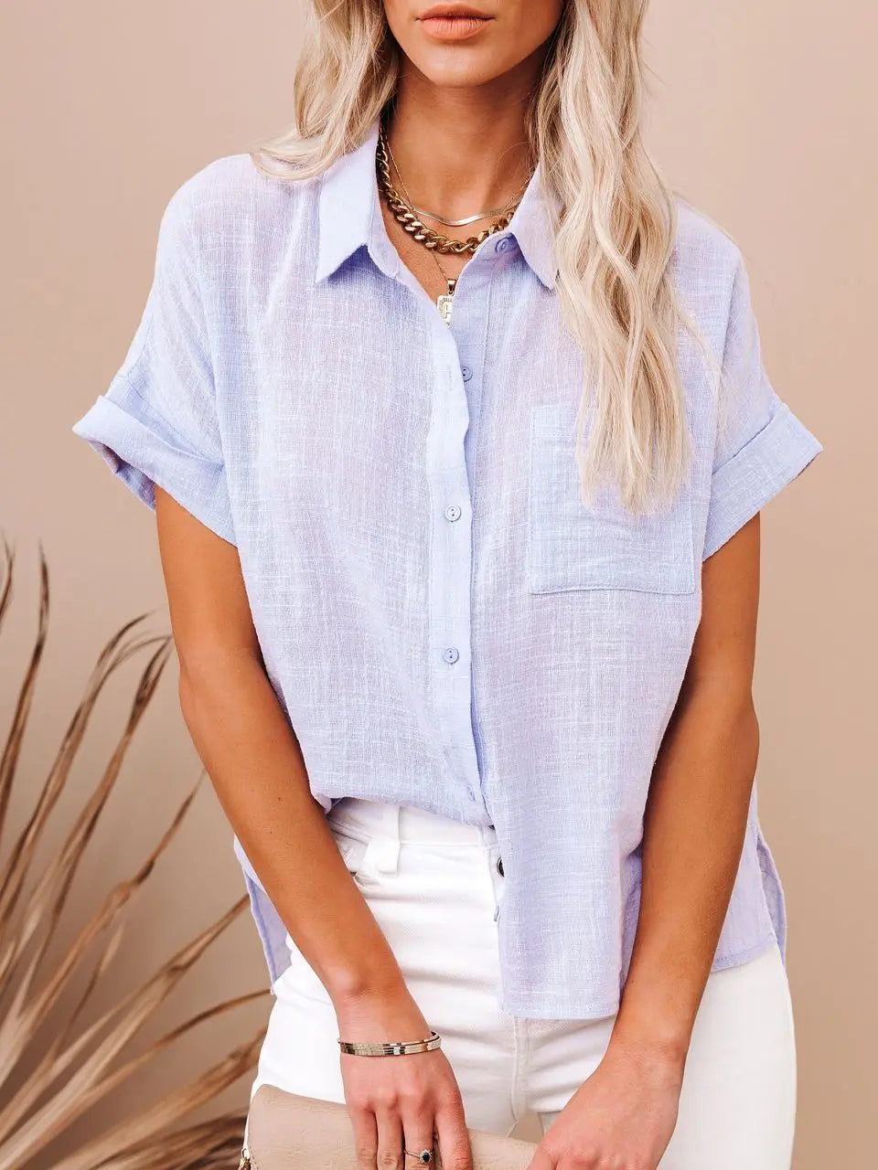 Casual Short Sleeve Blouse