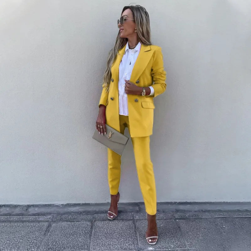 Elegant Pants Suit and Long Sleeve Blazer