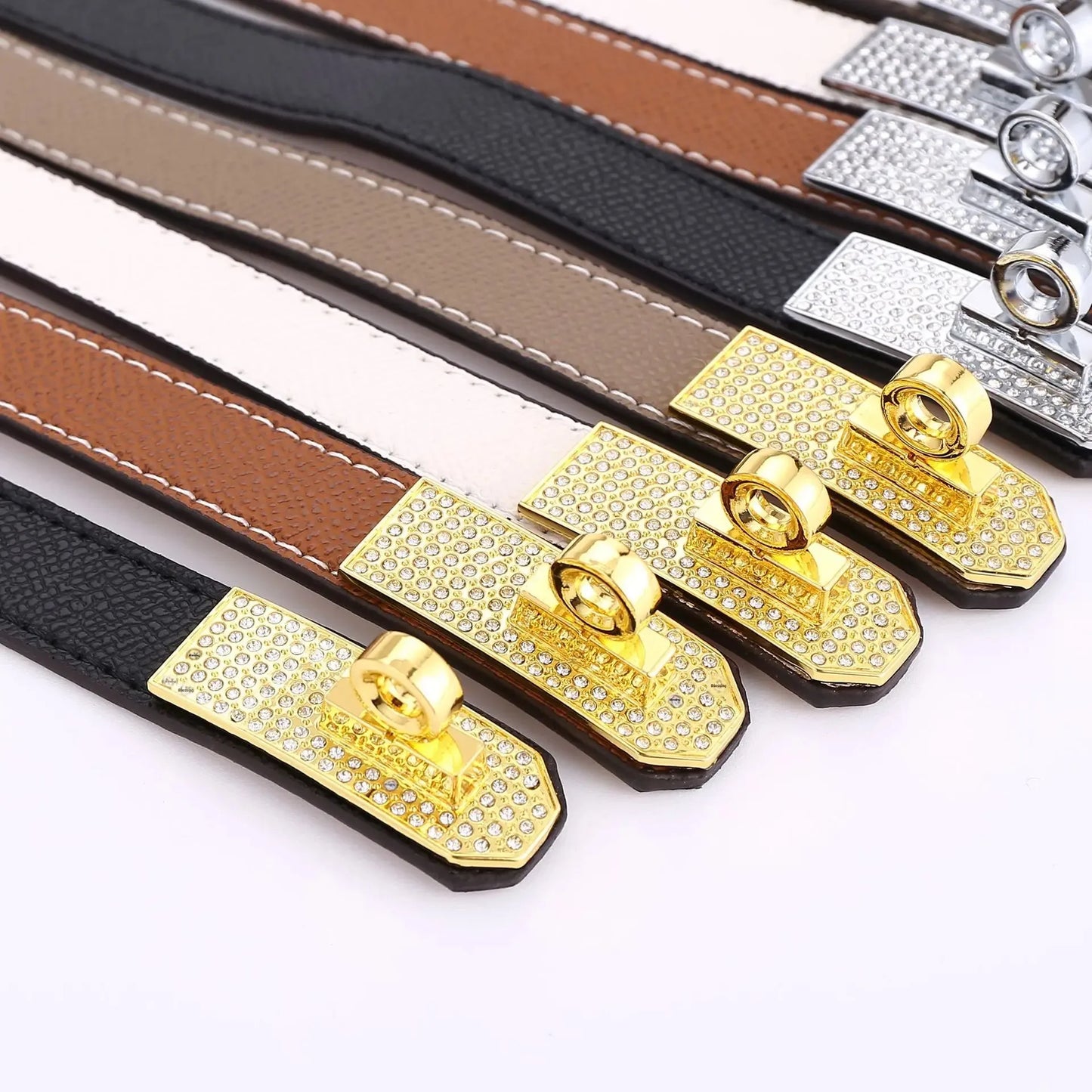 Leather Belt with Diamond Lock