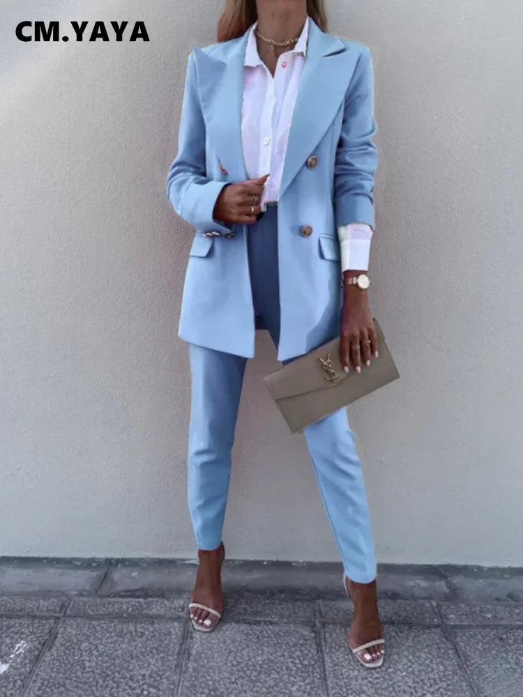 Elegant Pants Suit and Long Sleeve Blazer