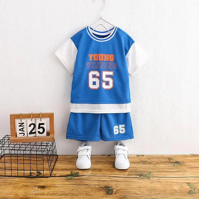 Fashion Brand Summer Clothing Kids Clothes Tracksuit 2 Piece Clothing Set Boys T-shirt + Shorts Outdoor Sports Outfits 2022 NEW