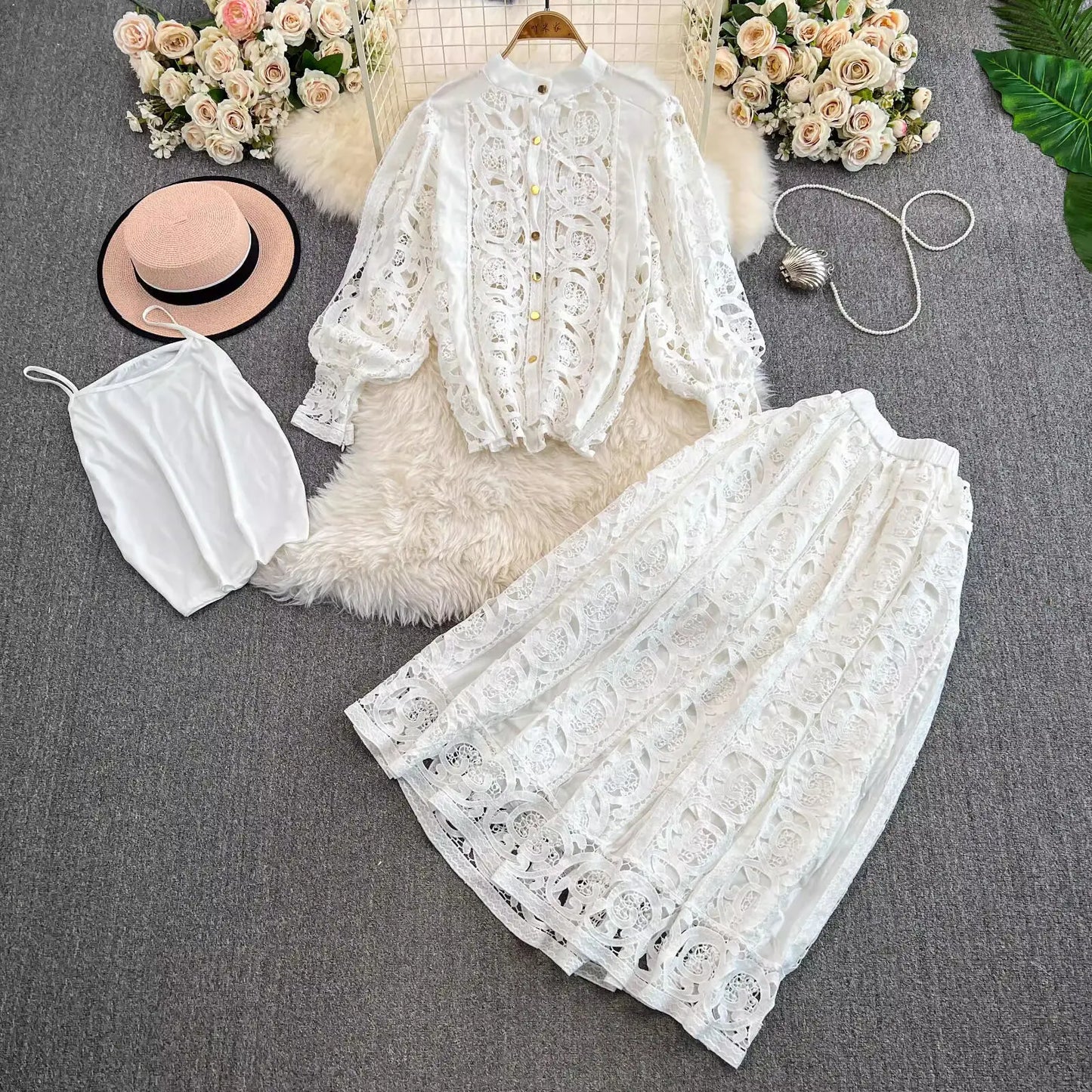 Autumn Crochet White Lace Embroidery
