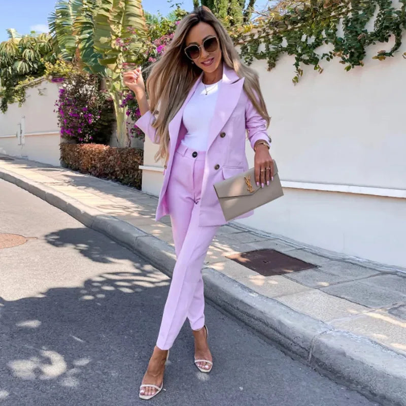 Elegant Pants Suit and Long Sleeve Blazer