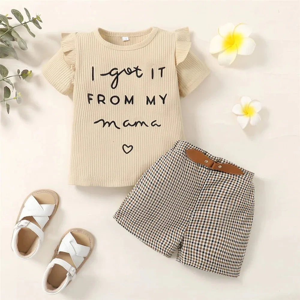 2PCS Clothes Set Letter Print