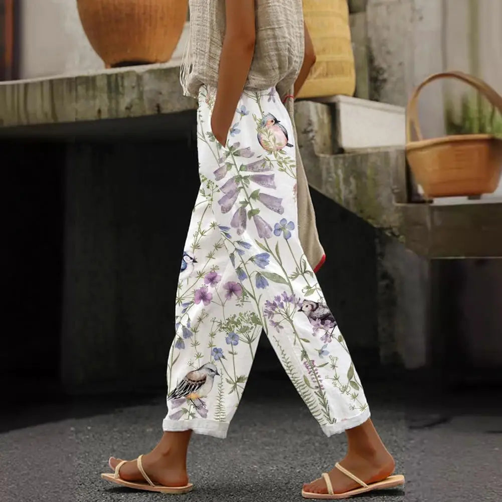 Women Rolled Hem Casual Pants