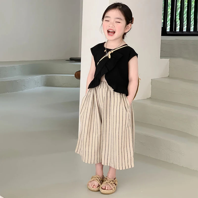 Sets Summer Thin Sleeveless Pleats