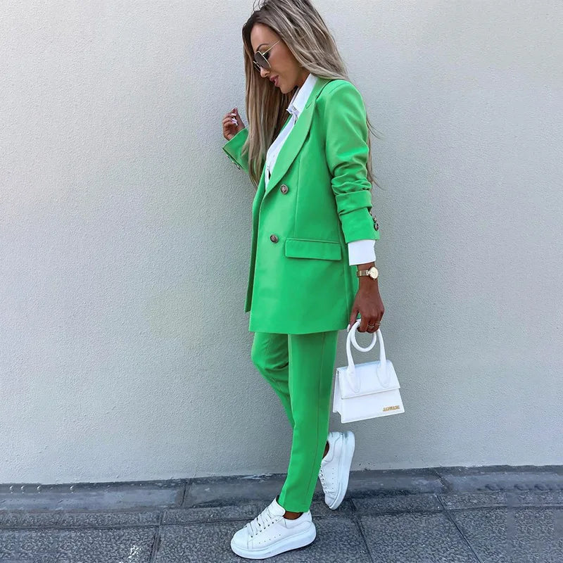 Elegant Pants Suit and Long Sleeve Blazer